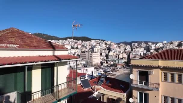 Panorama City Kavala Eastern Macedonia Thrace Greece — Stockvideo