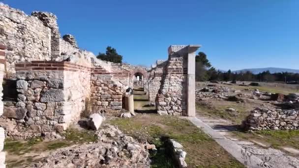 Antichi Ruderi Nell Area Archeologica Filippi Macedonia Orientale Tracia Grecia — Video Stock
