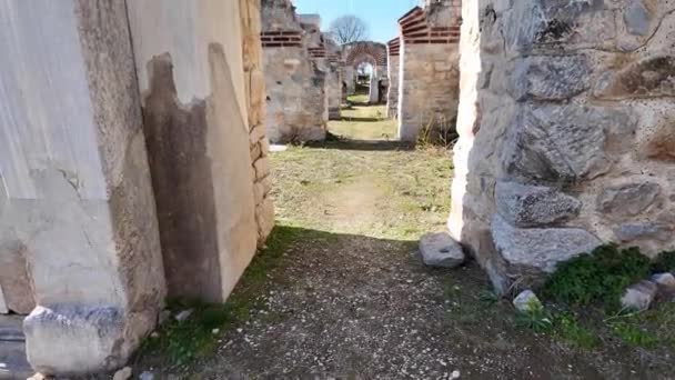 Ruínas Antigas Área Arqueológica Filipos Macedônia Oriental Trácia Grécia — Vídeo de Stock