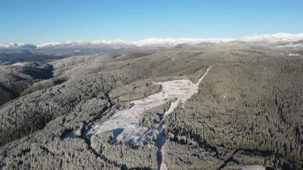 Incroyable Vue Aérienne Hiver Région Yundola Entre Montagne Rila Rhodopes — Video