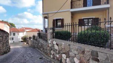 Yunanistan 'ın Xanthi, Doğu Makedonya ve Trakya kentindeki sokak ve eski evler