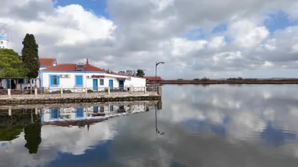 Klášter Svatého Mikuláše Dvou Ostrovech Porto Lagos Východní Makedonie Thrákie — Stock video