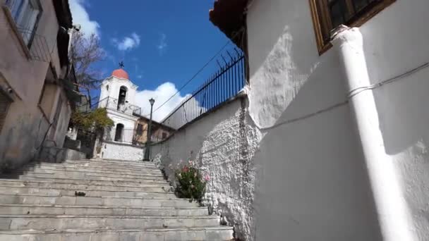 Вулиця Старі Будинки Старому Місті Ксанті Східна Македонія Фракія Греція — стокове відео