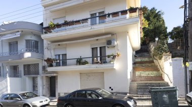 KAVALA, GREECE - 27 Aralık 2023: Eski Kavala kenti, Doğu Makedonya ve Trakya, Yunanistan