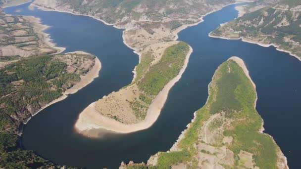 Дивовижний Вид Повітря Водосховище Карджалі Річку Арда Болгарія — стокове відео