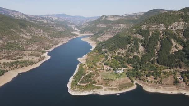 Amazing Aerial View Kardzhali Reservoir Arda River Meander Bulgarije — Stockvideo