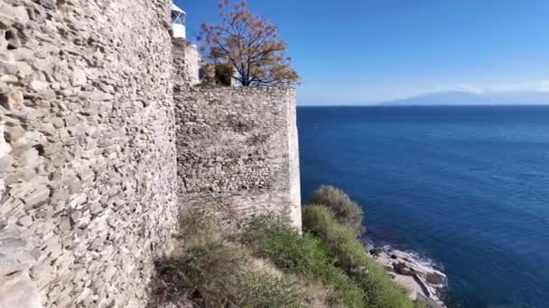 Panorama Costa Ciudad Kavala Macedonia Oriental Tracia Grecia — Vídeo de stock
