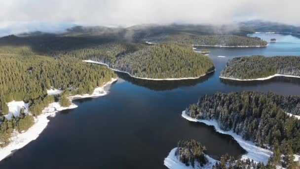 Aerial Winter View Shiroka Polyana Wide Meadow Reservoir Pazardzhik Region — Stock videók