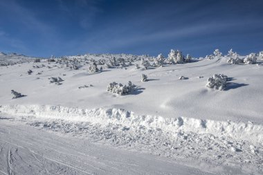 Bulgaristan 'ın Musala zirvesi yakınlarındaki Rila Dağı' nın şaşırtıcı kış manzarası