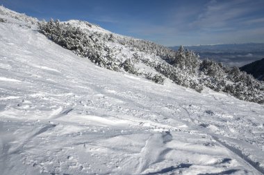 Bulgaristan 'ın Musala zirvesi yakınlarındaki Rila Dağı' nın şaşırtıcı kış manzarası