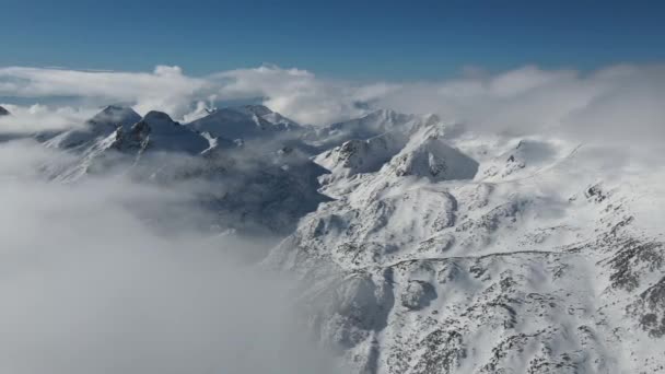 Csodálatos Légi Téli Kilátás Pirin Mountain Közelében Dzhangal Peak Bulgária — Stock videók