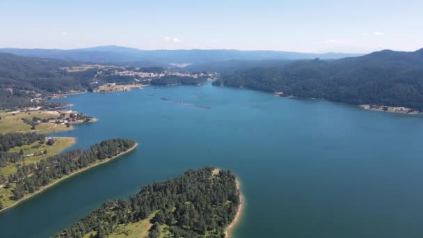 Aerial Summer View Dospat Reservoir Smolyan Region Bulgaria — Stockvideo