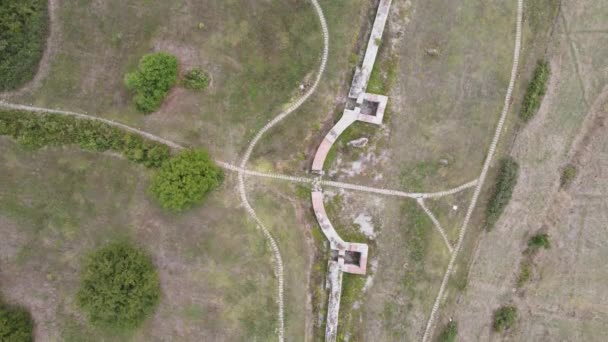 Vista Aérea Das Ruínas Antiga Cidade Romana Nicópolis Nestum Perto — Vídeo de Stock