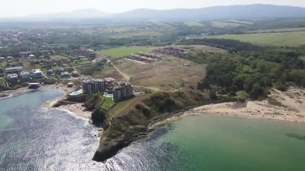 Aerial View Black Sea Coast Coral Beach Burgas Region Bulgaria — Stock Video