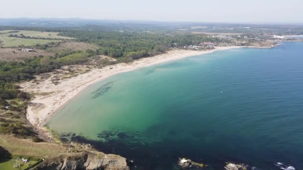 Flygfoto Över Svarta Havskusten Nära Coral Stranden Burgas Region Bulgarien — Stockvideo