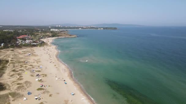 Flygfoto Över Svarta Havskusten Nära Coral Stranden Burgas Region Bulgarien — Stockvideo