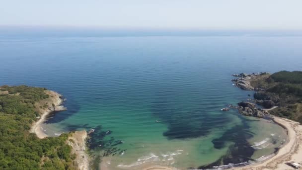 Luftaufnahme Vom Silistar Strand Der Nähe Des Dorfes Rezovo Burgas — Stockvideo