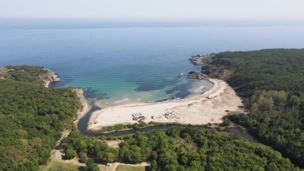 Vista Aérea Praia Silistar Perto Aldeia Rezovo Região Burgas Bulgária — Vídeo de Stock