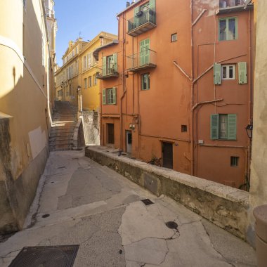 MENTON, FRANCE - 27 Ocak 2024: Menton, Provence Alpes-Cote d 'Azur, Fransa' nın panoramik manzarası