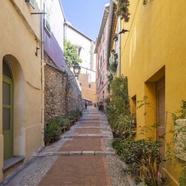 MENTON, FRANCE - 27 Ocak 2024: Menton, Provence Alpes-Cote d 'Azur, Fransa' nın panoramik manzarası