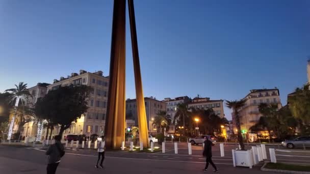 Nice Francia Enero 2024 Panorama Calle Costera Ciudad Niza Provenza — Vídeo de stock