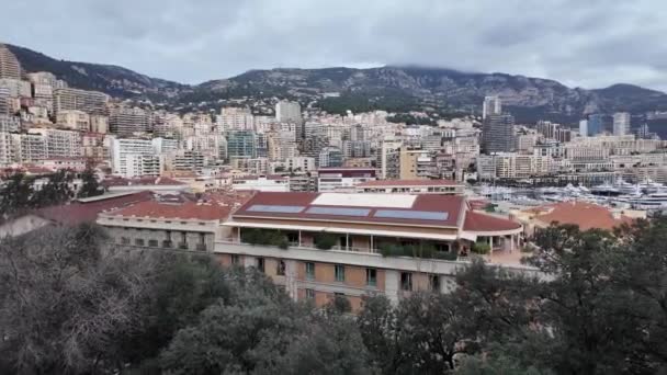 Monaco Monte Carlo Nun Panoramik Manzarası — Stok video
