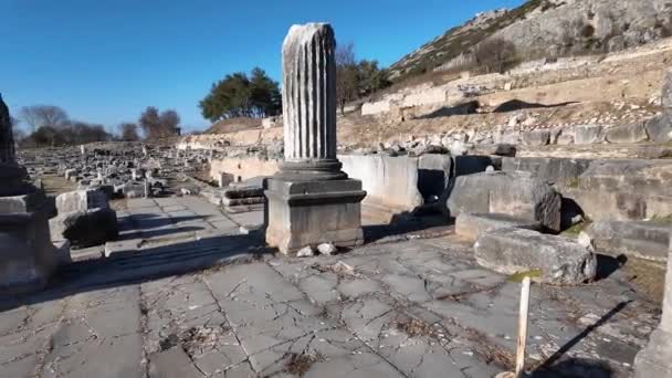 Antiguas Ruinas Área Arqueológica Filipos Macedonia Oriental Tracia Grecia — Vídeos de Stock