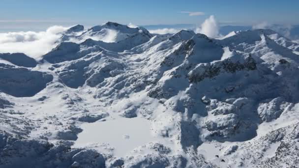 Incroyable Vue Aérienne Hiver Montagne Pirin Près Demirkapya Pass Bulgarie — Video
