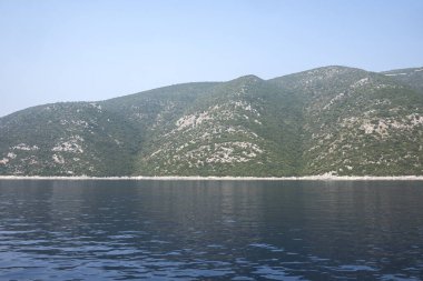 Lefkada, İyon Adaları, Yunanistan 'ın kıyı şeridinin inanılmaz panoramik manzarası