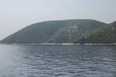 Lefkada, İyon Adaları, Yunanistan 'ın kıyı şeridinin inanılmaz panoramik manzarası