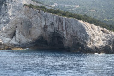 Lefkada, İyon Adaları, Yunanistan 'ın kıyı şeridinin inanılmaz panoramik manzarası