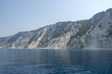 Lefkada, İyon Adaları, Yunanistan 'ın kıyı şeridinin inanılmaz panoramik manzarası