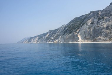 Lefkada, İyon Adaları, Yunanistan 'ın kıyı şeridinin inanılmaz panoramik manzarası