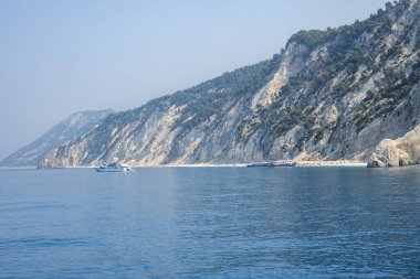 Lefkada, İyon Adaları, Yunanistan 'ın kıyı şeridinin inanılmaz panoramik manzarası