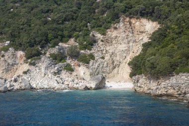 Lefkada, İyon Adaları, Yunanistan 'ın kıyı şeridinin inanılmaz panoramik manzarası