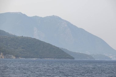 Lefkada, İyon Adaları, Yunanistan 'ın kıyı şeridinin inanılmaz panoramik manzarası