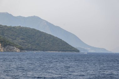 Lefkada, İyon Adaları, Yunanistan 'ın kıyı şeridinin inanılmaz panoramik manzarası