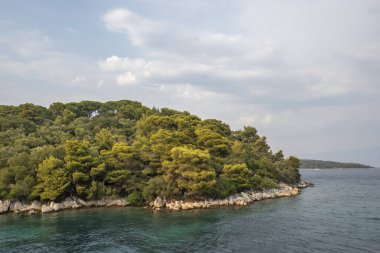 Lefkada, İyon Adaları, Yunanistan 'ın kıyı şeridinin inanılmaz panoramik manzarası