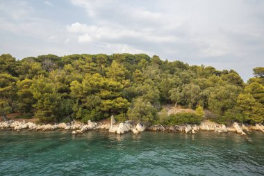 Lefkada, İyon Adaları, Yunanistan 'ın kıyı şeridinin inanılmaz panoramik manzarası