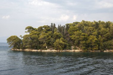 Lefkada, İyon Adaları, Yunanistan 'ın kıyı şeridinin inanılmaz panoramik manzarası