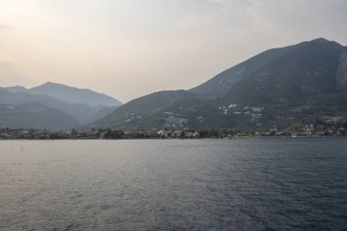 Lefkada, İyon Adaları, Yunanistan 'ın kıyı şeridinin inanılmaz panoramik manzarası
