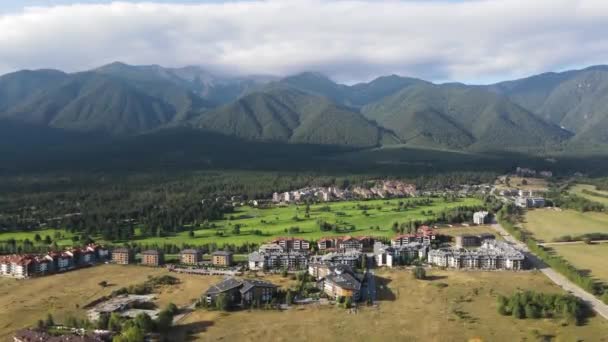 Amazing Aerial View Pirin Mountain Town Bansko Bulgaria — Stock Video