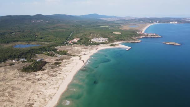 Fantastisk Flygfoto Över Arkutino Stranden Burgas Region Bulgarien — Stockvideo