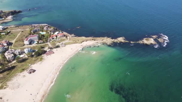 Flygfoto Över Svarta Havskusten Nära Byn Lozenets Burgas Region Bulgarien — Stockvideo