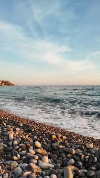 Vista Pôr Sol Praia Cidade Nice Provence Alpes Cote Azur — Vídeo de Stock