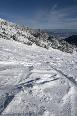 Bulgaristan 'ın Musala zirvesi yakınlarındaki Rila Dağı' nın İnanılmaz Kış Manzarası