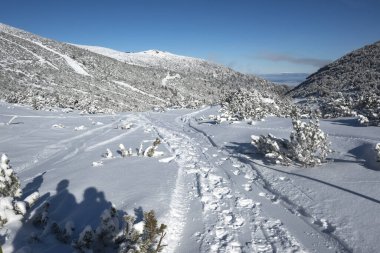 Bulgaristan 'ın Musala zirvesi yakınlarındaki Rila Dağı' nın İnanılmaz Kış Manzarası