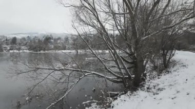 Pancharevo gölünün kış manzarası, Sofya şehir bölgesi, Bulgaristan