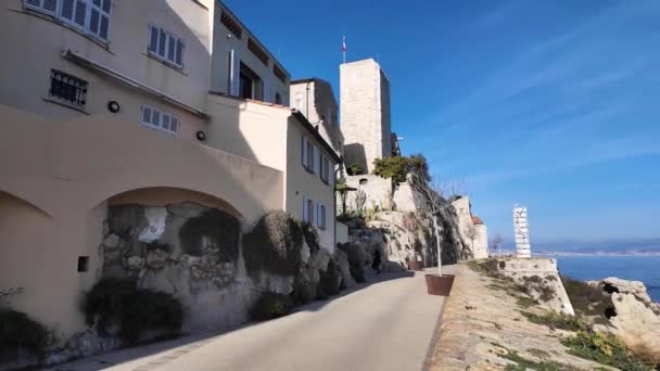Panorama Starego Miasta Antibes Prowansja Alpy Lazurowe Wybrzeże Francja — Wideo stockowe