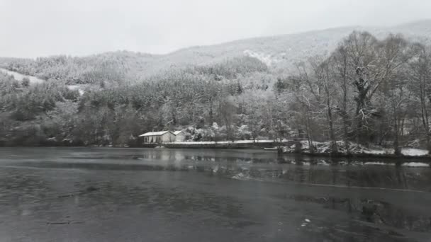 Winterblick Auf Den Pancharevo See Stadtgebiet Sofia Bulgarien — Stockvideo
